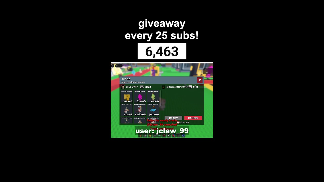Trading plus Giveaways on sab