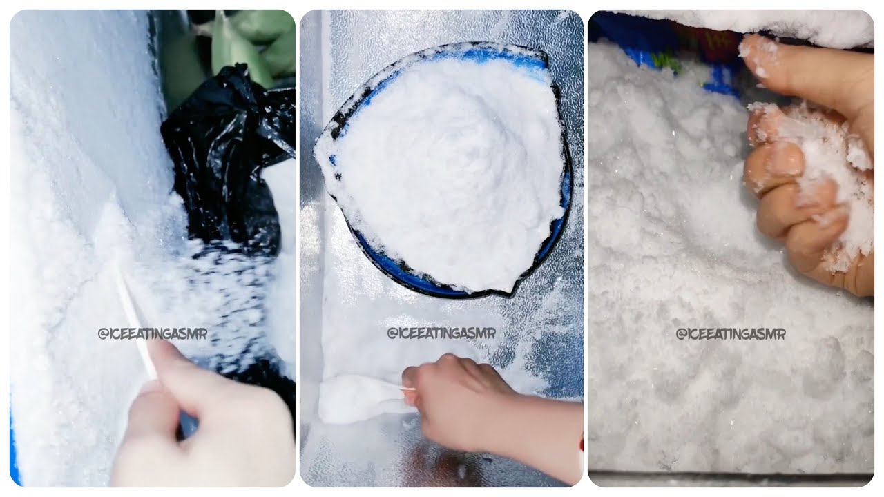 [ASMR] ICE SCRAPING & FREEZER FROST ICE & CARBONATED ICE EATING VIDEOS 🤍🤍16 ( SATIN ICE 🤤💧)