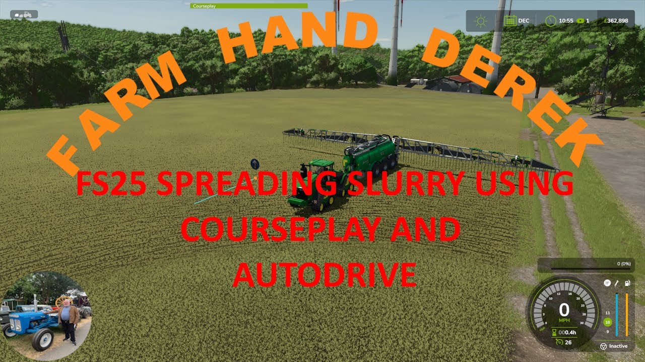FS25 spreading slurry from dairy using autodrive and courseplay