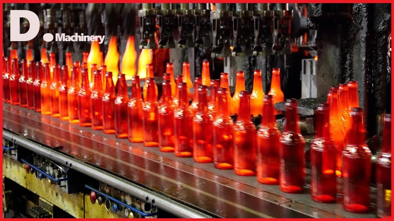 Amazing Processing Glass Bottle Factory Modern Working, Huge Marble Mining Powerful Machines