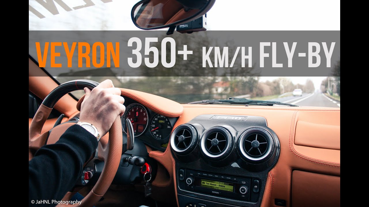 Veyron & F430 on Autobahn: High speeds & Flyby's & Loud sounds!