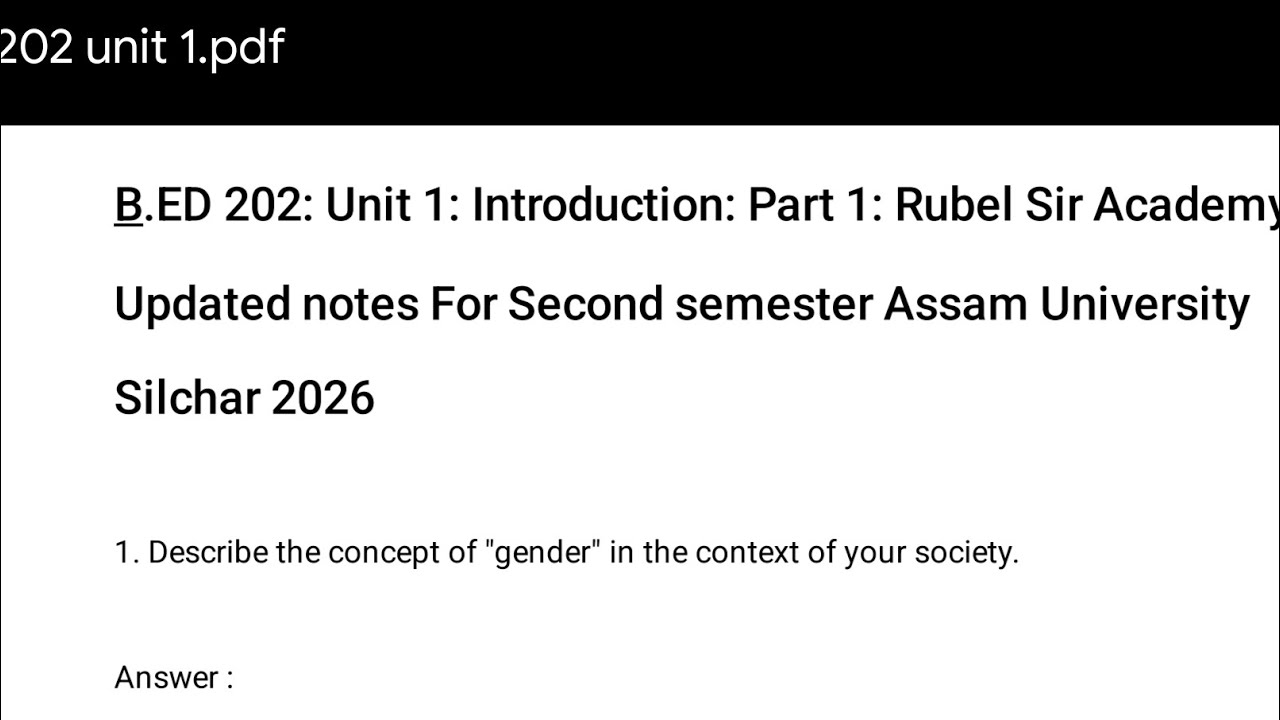 B.Ed Assam University 2026 Second semester  202 unit 1 #model question  discuss #purchase notes