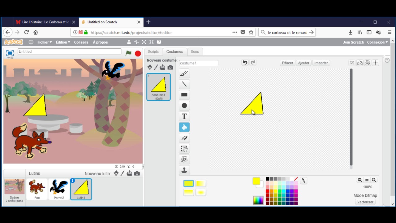 Projet Scratch 2: Le corbeau et le renard