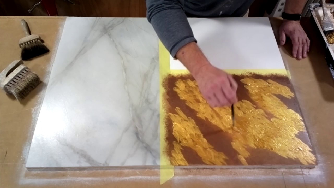 Faux Brown & Gold Marble