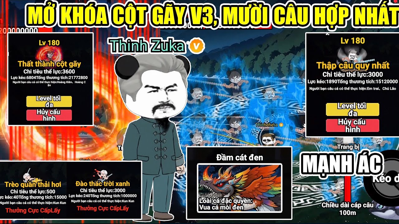 PHÁT HIỆN CÁCH MỞ KHOÁ CHIÊU CỘT CÃY V3, THẬP CÂU QUY NHẤT, 4 CHIÊU MỚI SIÊU MẠNH CÂU CÁ VẠN CÂN