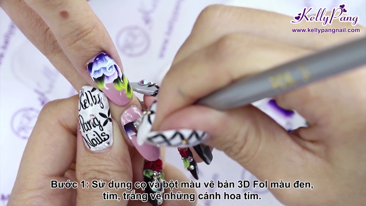 Học vẽ cọ bản tán màu 3d | Học vẽ móng | KellyPang Nail