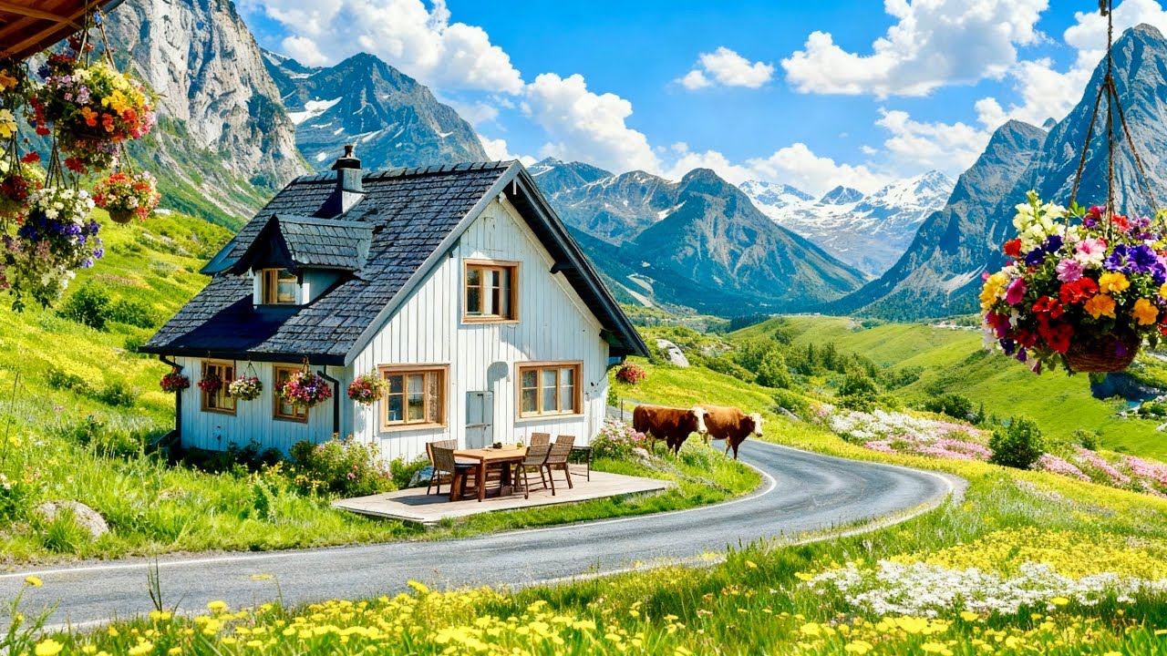 Swiss 4K ,Relaxing Piano with Driving in Switzerland’s Traditional Wooden Villages , TV