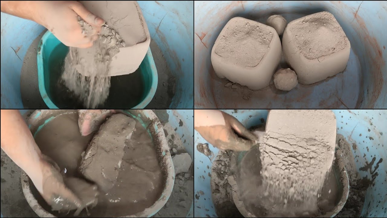 ASMR: super duper soft dusty snappy pure cement huge blocks crumble dry+water+shaving/💯🤤