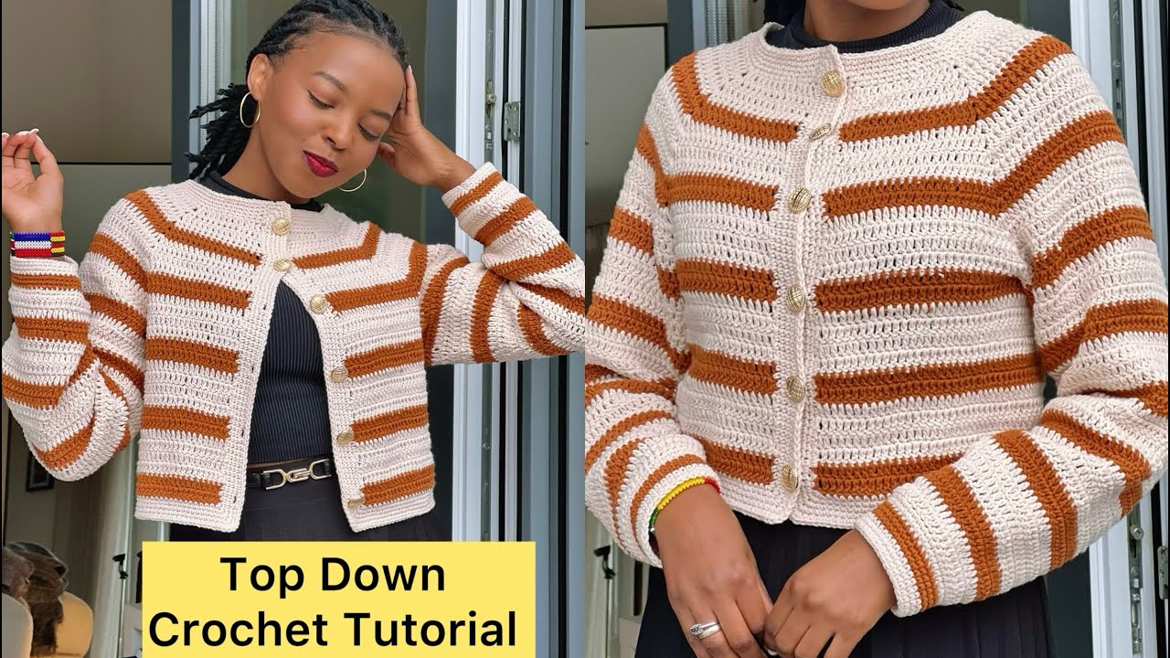 Crochet Easy Top - Down Seamless Cardigan To Your Desired Size / Raglan Tutorial 