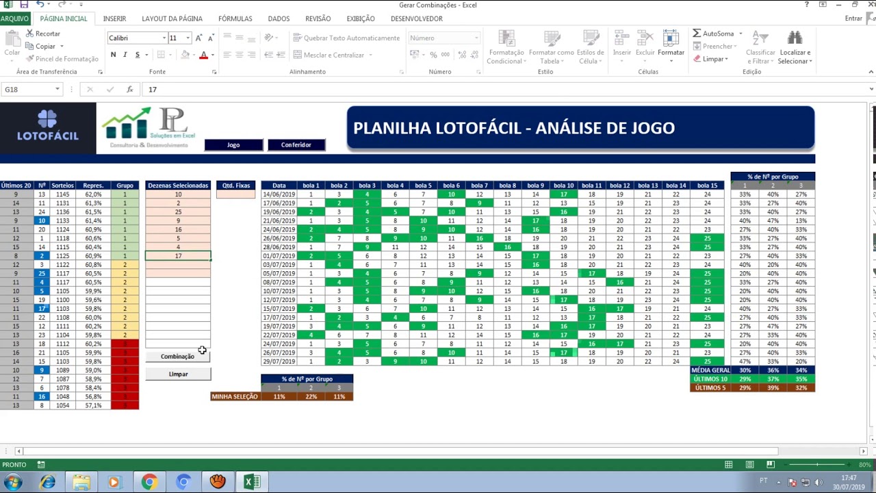 Lotofácil   Planilha Gerar Combinações