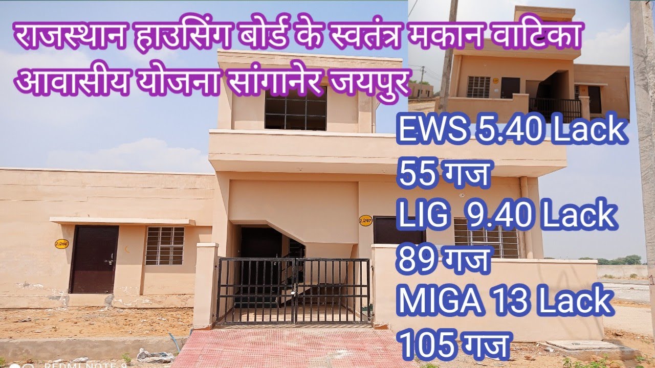 राजस्थान हाउसिंग बोर्ड के स्वतंत्र मकान वाटिका   आवासीय योजना सांगानेर जयपुर EWS LiG MIGA house 🏠🏠