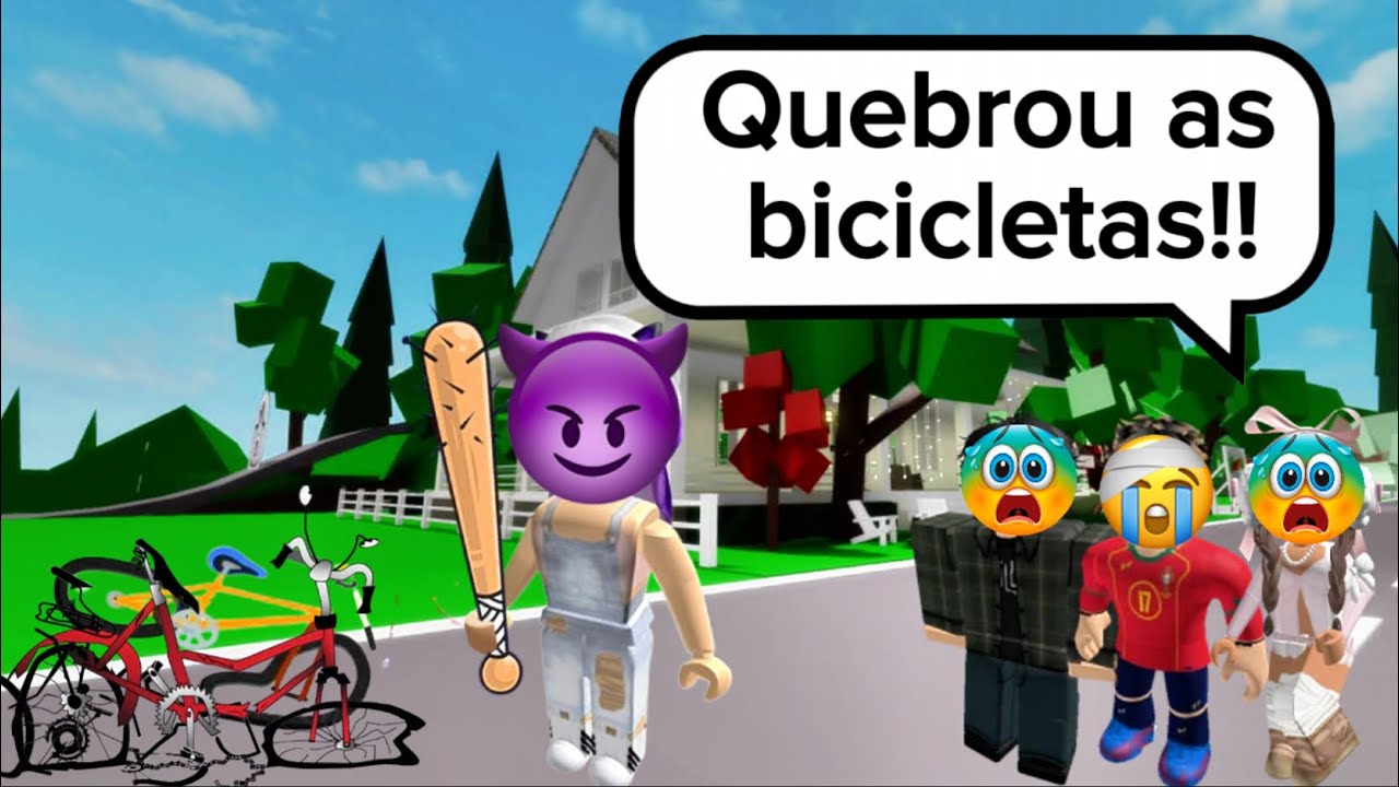 A vizinha malvada que bateu e quebrou as bicicletas dos vizinhos - História Roblox