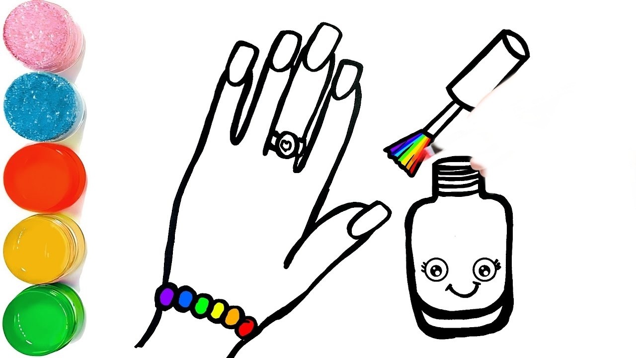 How To Draw Beautiful Hand with Nailpolish Drawing | Cute Nailpolish Drawing | Nailpolish 💅 Drawing