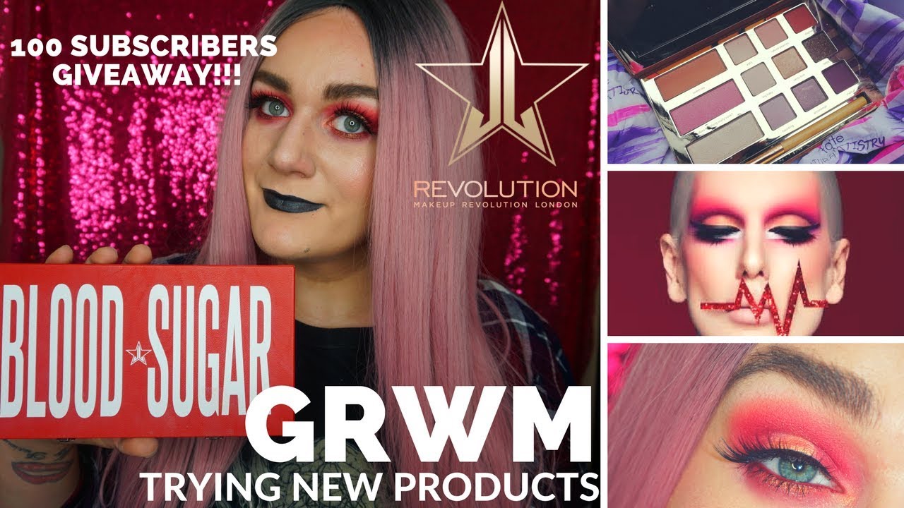 GRWM/Jeffre Star Blood Sugar palette/testing out Makeup RVLTN PRO line! +100 Subscribers giveaway!