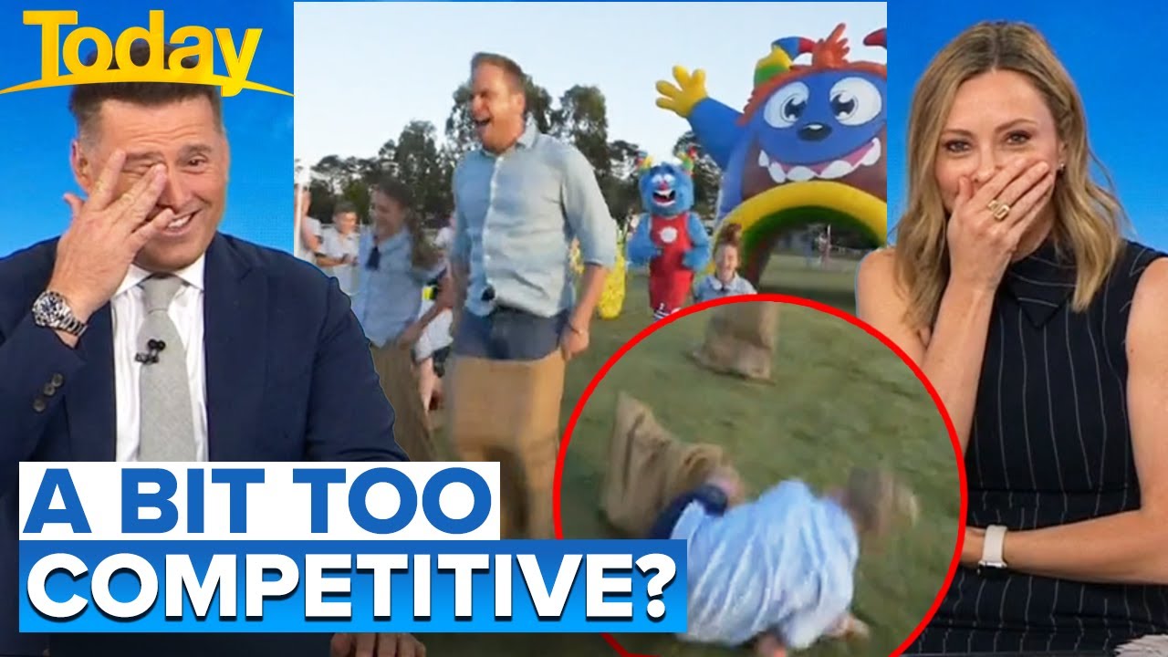Weatherman bowls kid over in live TV blooper | Today Show Australia