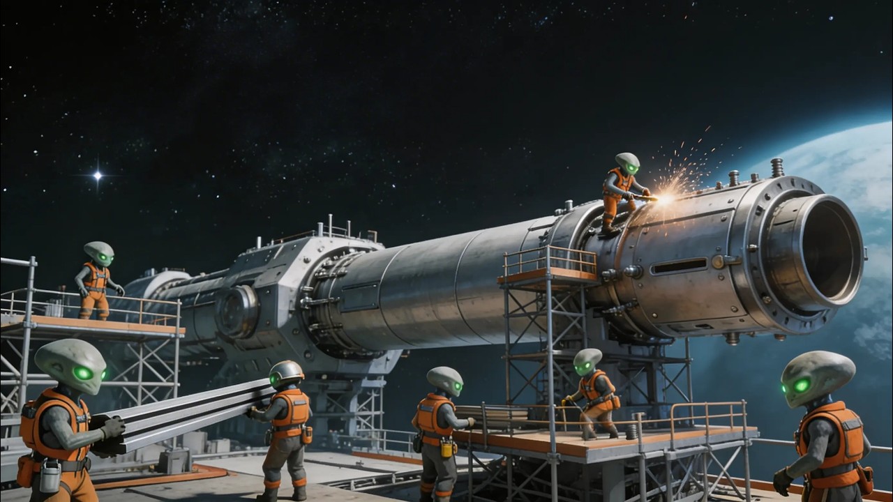 Alien Workers Building a Planet Killer Cannon