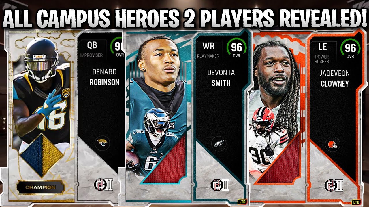 ALL CAMPUS HEROES 2 PLAYERS REVEALED! 96 CLOWNEY, DENARD ROBINSON, AND MORE! | MADDEN 23