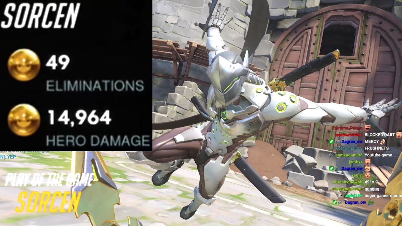 OVERWATCH NECROS SWHOING HIS INSANE GENJI SKILLS! POTG! 49 ELIMS! [ SEASON 22 TOP 500 ]