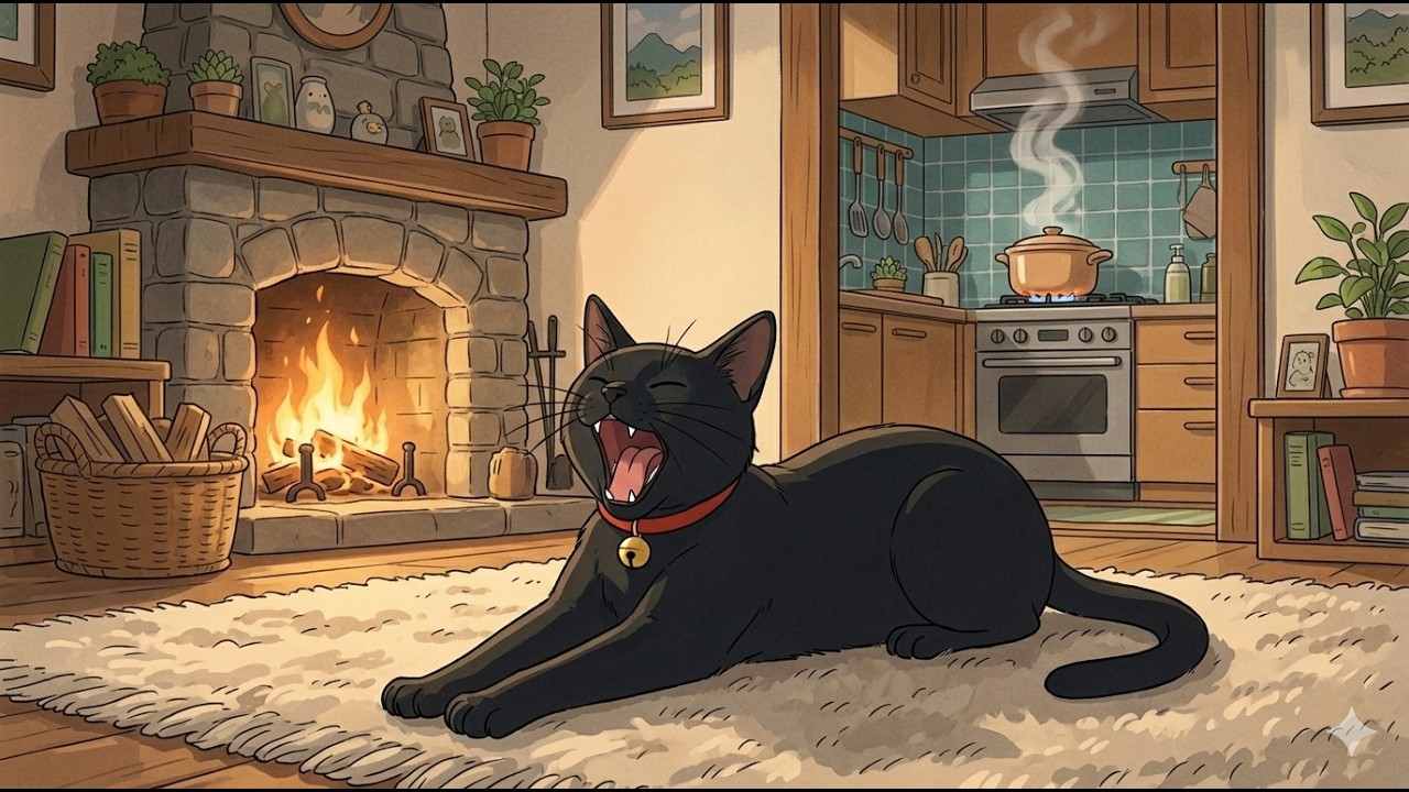 Cooking Warm Curry with My Black Cat on a Rainy Afternoon | Hana & Maru Story