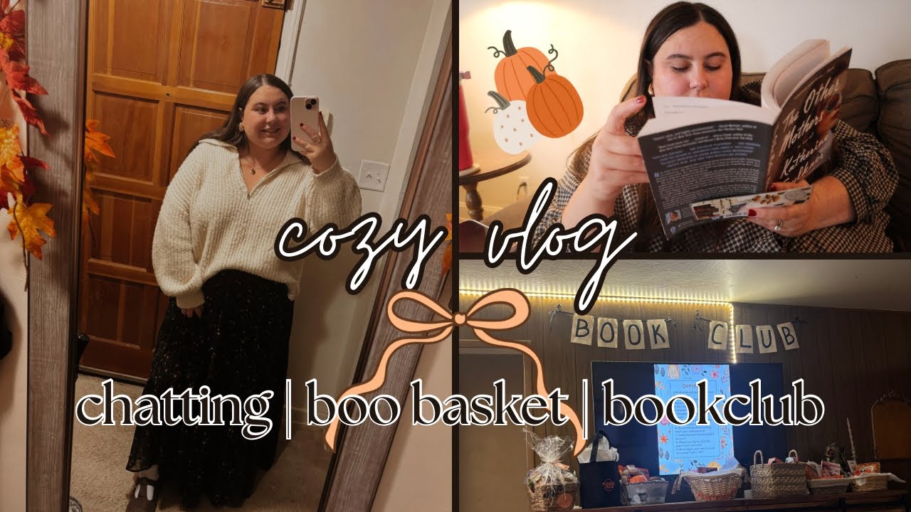 cozy fall vlog 🧺🍂📚 | book club & boo baskets 🎃