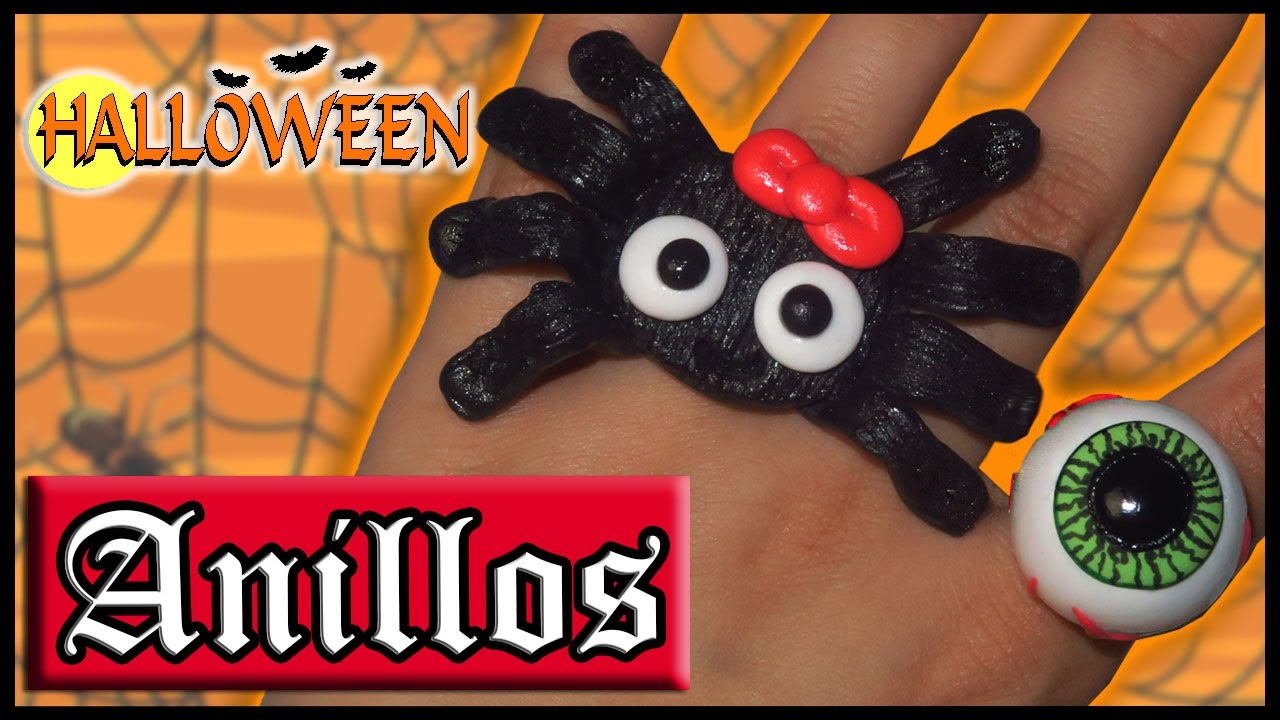 🎃 Tutorial: Anillos Araña y Ojo de Halloween 2016 (Foamy Moldeable o Porcelana Fría) 🎃