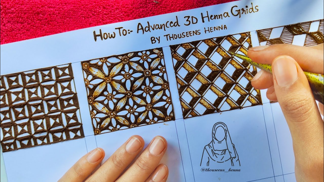 How to: Beautiful Advanced 3D Henna Grids | Step by step tutorial/ Learn in Detail/ Thouseens Henna
