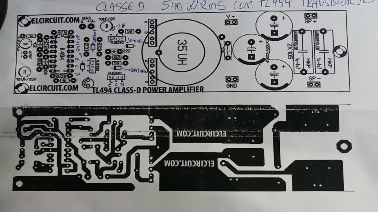 Ampl. classe D com TL494 e BD 139 -140 Mosfet IRF 540