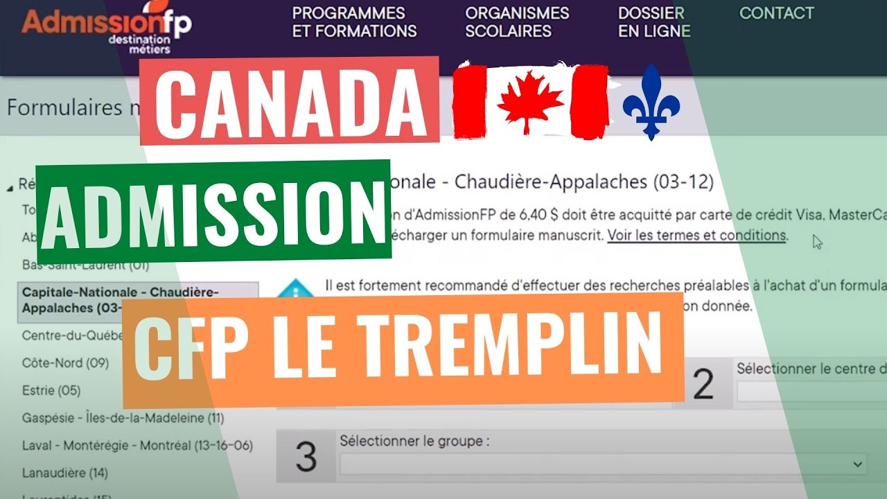 DEMANDE D'ADMISSION GRATUITE AU CFP LE TREMPLIN QUÉBEC 🇨🇦 .