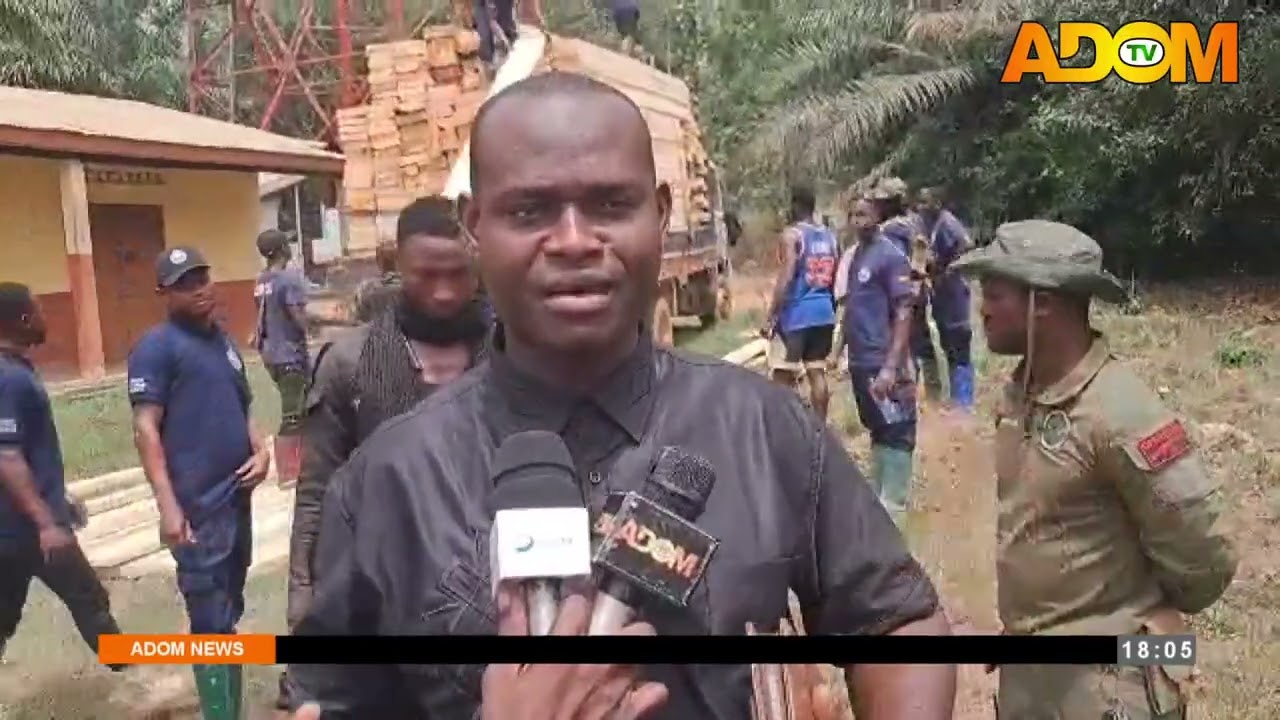 Illegal Logging Crackdown: Police and Blue Water Guards arrest illegal chainsaw operators in Birim.