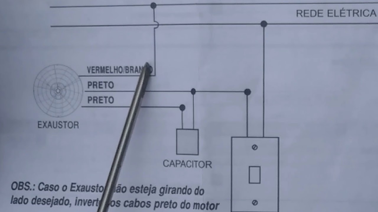 Onde é ligado o capacitor do exaustor ou ventilador de teto