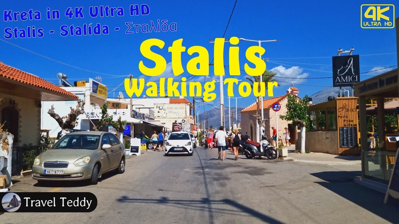 Stalis Walking Tour in 4K - Strand, Bars & Promenade | Kreta | Walking Tour Stalís, Crete