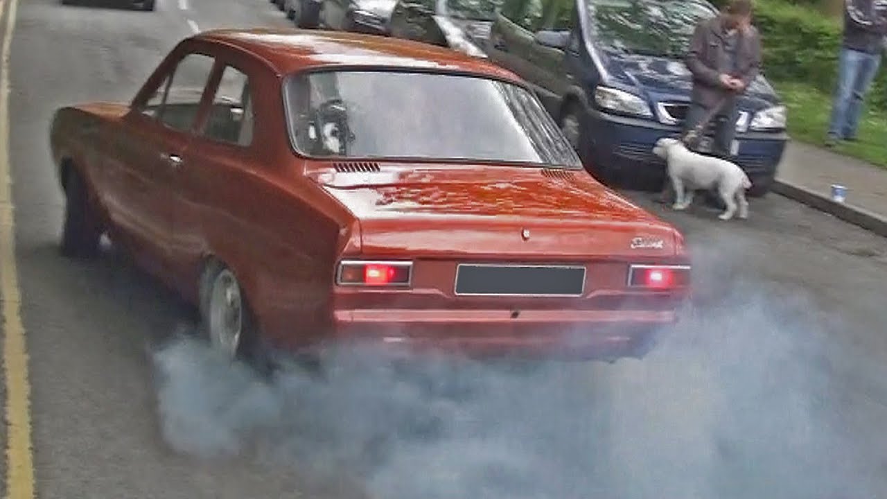 Classic Fords Leaving a Car Meet - May 2015