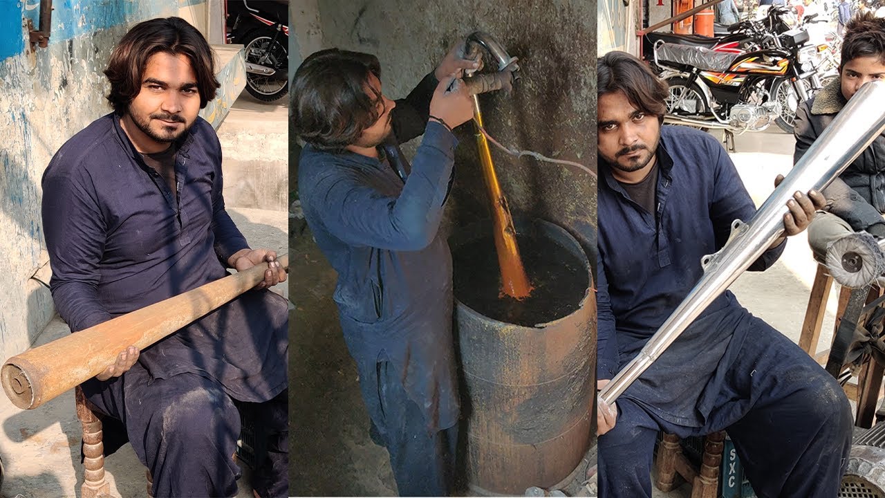 How a Skillful young boy Restore  Rusty Exhaust silencer with electroplating Process