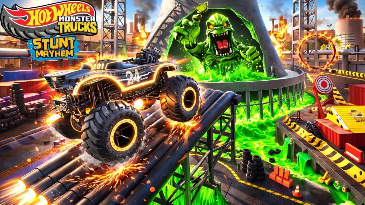 Hot Wheels Monster Truck Stunt Mayhem: Beat The Boss Green Boss Beaten 