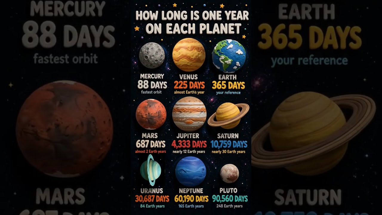 How long is ONE year on each planet #Space #Astronomy #SolarSystem #planets #nasa #science #universe