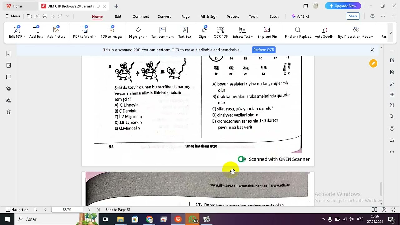 DİM biologiya 20 variant sınaq test 20. Quliyeva Elnarə Aznam Academy 0558188525