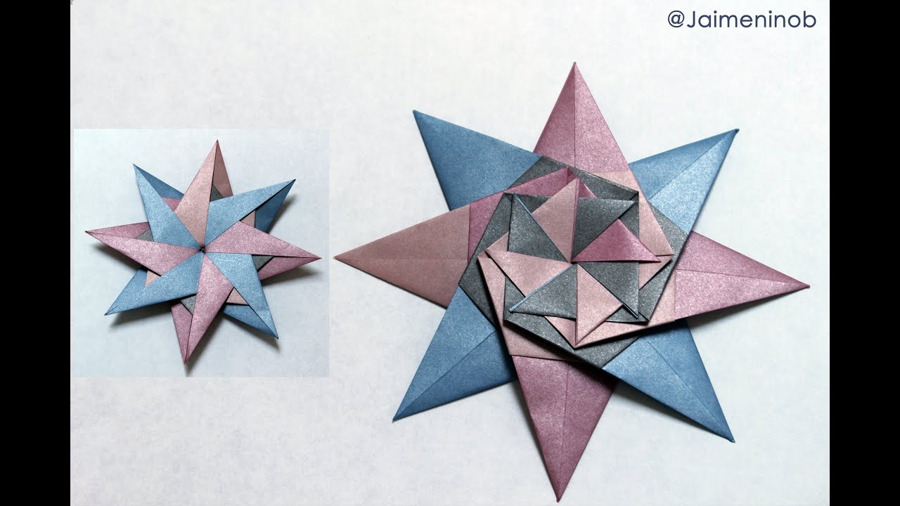 Construcción de estrella de 8 puntas en papel - Origami Mandala