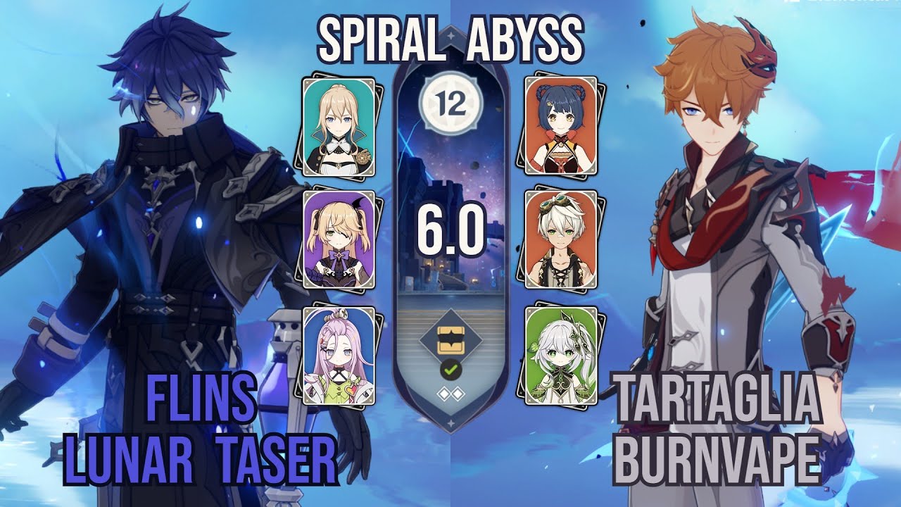 C0 Flins Lunar Taser (No Ineffa) + C0 Tartaglia BurnVape | Spiral Abyss 12 6.0 | Genshin Impact