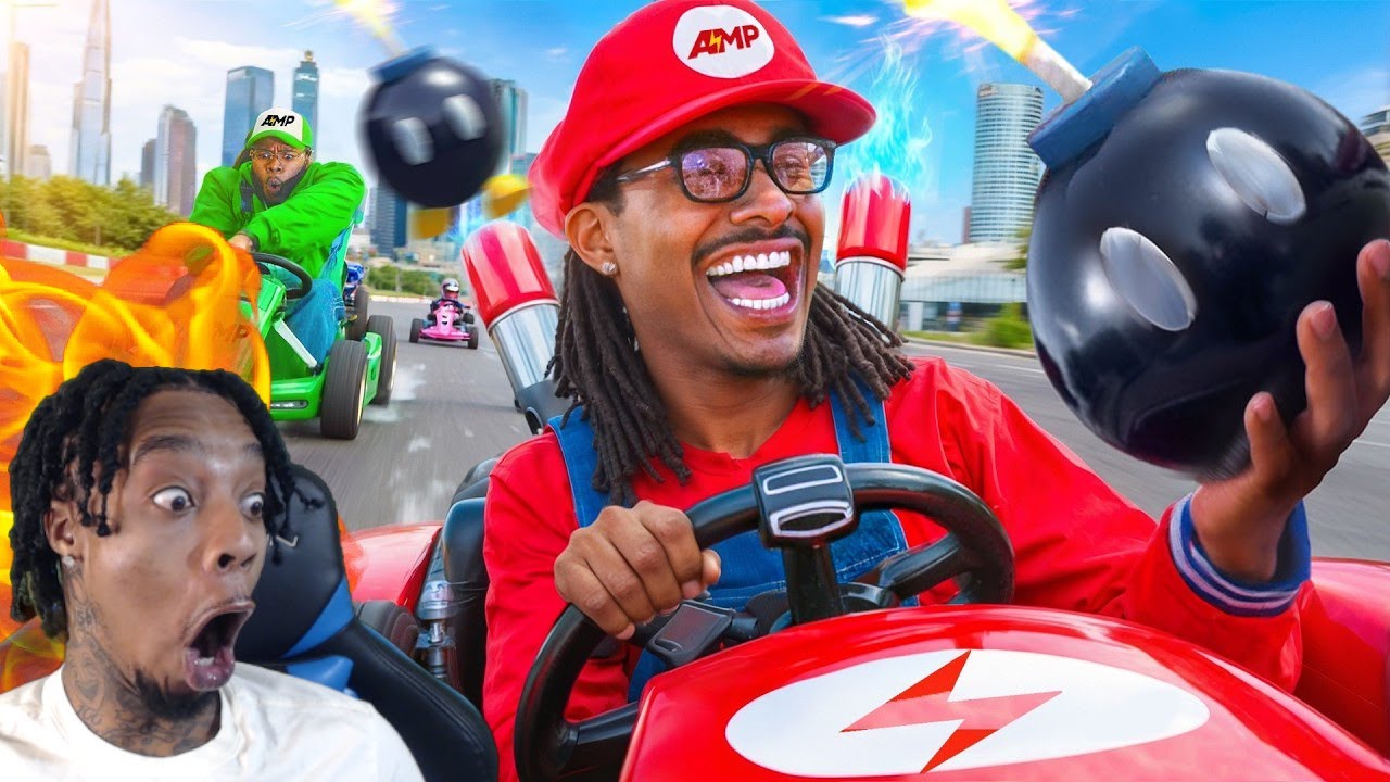 FlightReacts To AMP MARIO KART IRL!