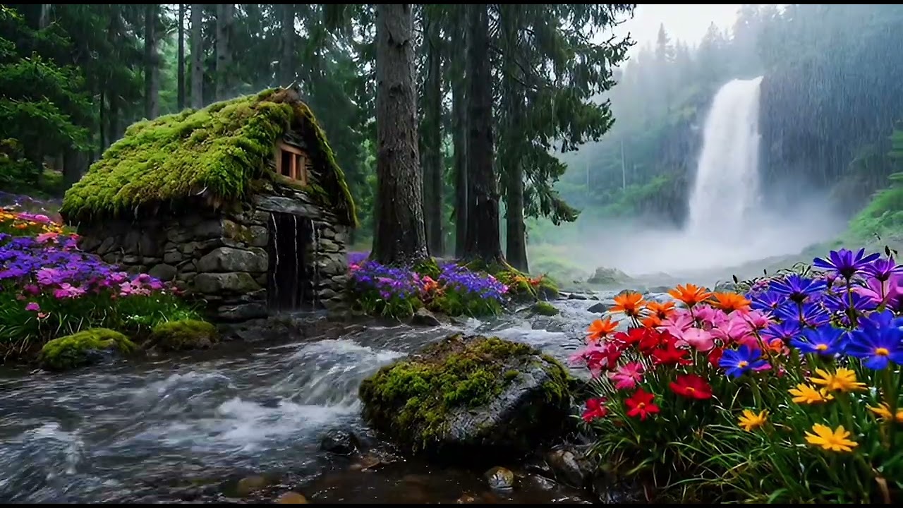 Healing Nature Sounds 🌿🌧 Rainy Forest, Waterfall & River Ambience