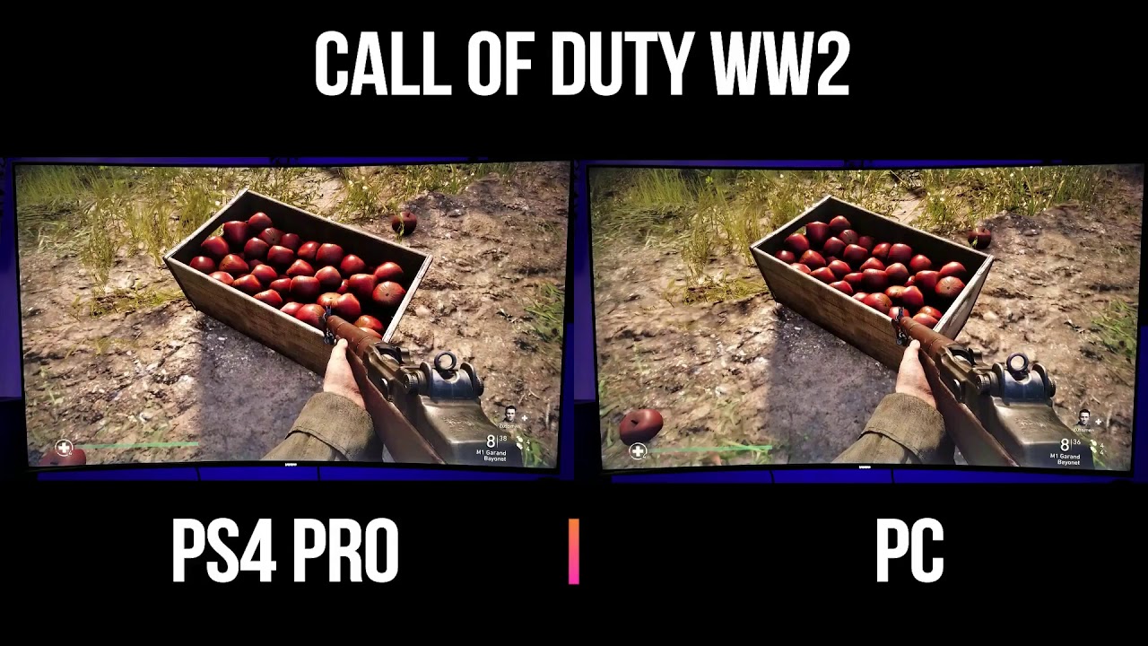 Call of Duty WW2 PS4 PRO vs PC  Side by Side Comparison