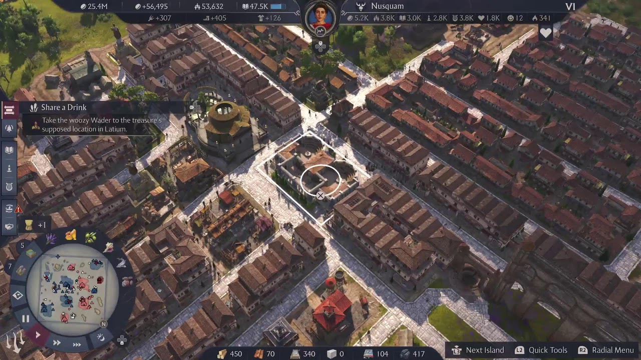 Anno 117 Pax Romana PS5 Pro EndGame Quests/Achievement Hunting 135h playtime