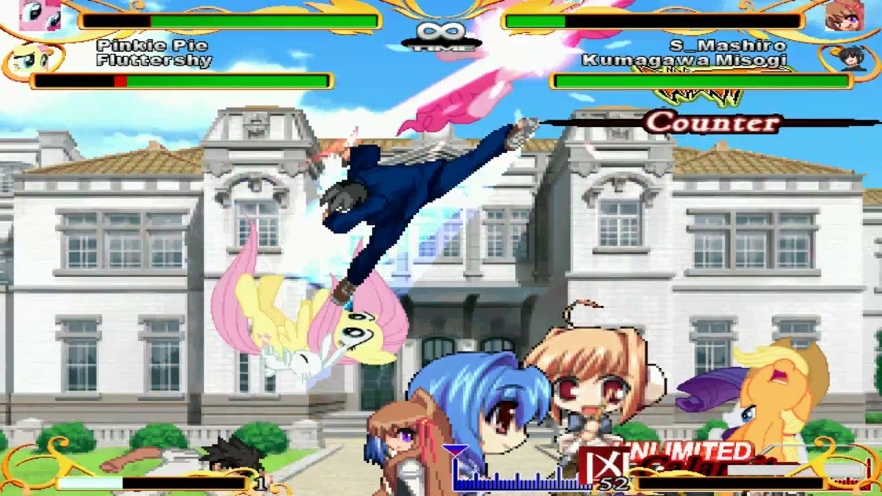 Mugen - Pinkie Pie/Fluttershy/Applejack/Rarity vs S Mashiro/Kumagawa/Shiki/Kamijo