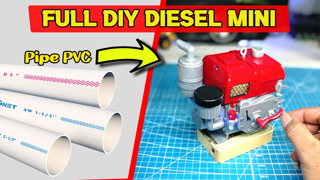 Full Cara membuat mesin diesel Mini dari pipa pvc - DIY kreatif