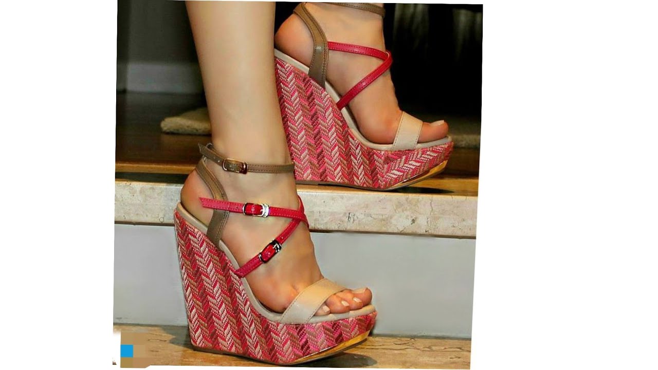 Sophisticated collection of platform wedge heel sandals for ladies #wedgesandals #wedgeheel #viral.