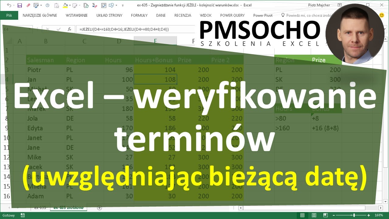 excel-699 - Monitorowanie termin&oacute;w biorąc pod uwagę bieżącą datę