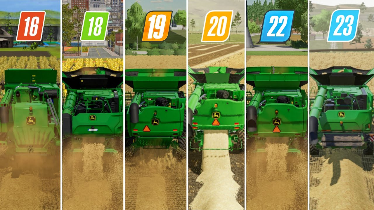 Fs16 Vs Fs18 Vs Fs19 Vs Fs20 Vs Fs22 Vs Fs23 | John Deere Harvester Compare | Timelapse