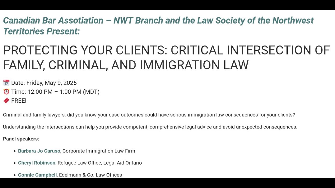 Protecting your Clients: Critical Intersection of Family, Criminal, and Immigration Law