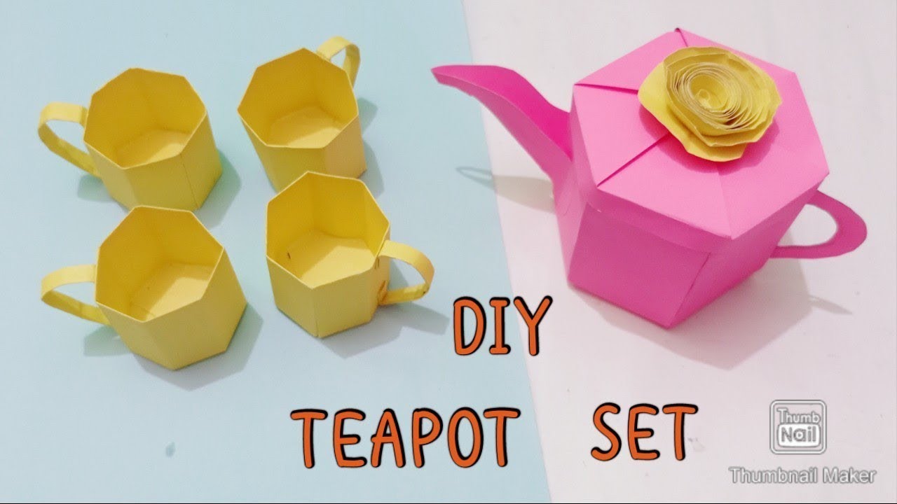 DIY TEAPOT AND CUPS | How to make paper mini teapot and cups | diy teapot set | mini teapot set |