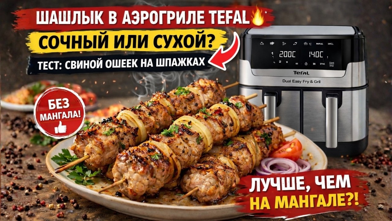 Тест аэрогриля (мультипечь) Tefal: можно ли сделать НАСТОЯЩИЙ шашлык дома ?
